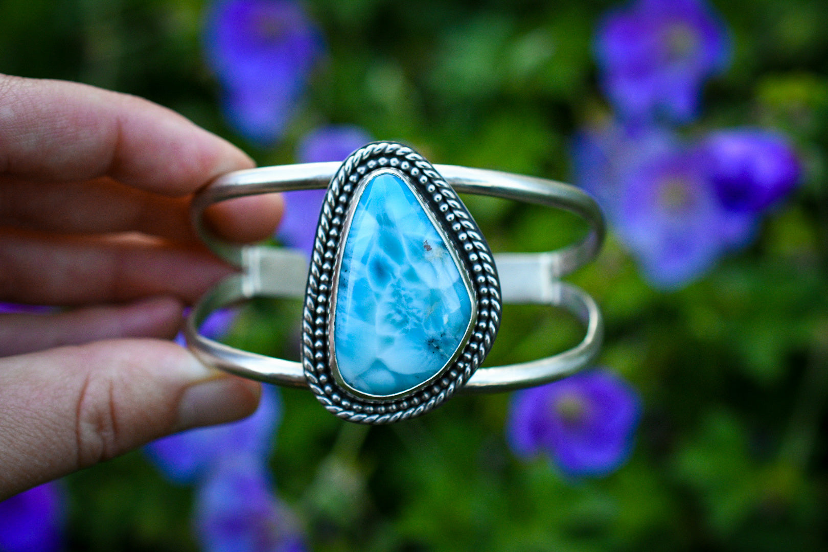 Icy Waves Cuff Bracelet with Larimar