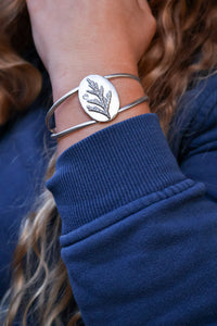 Cedar Sprig Cuff Bracelet with Ceylon Sapphire