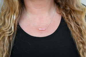 Horizon Beaded Necklace with Pink Opal- Sterling Silver