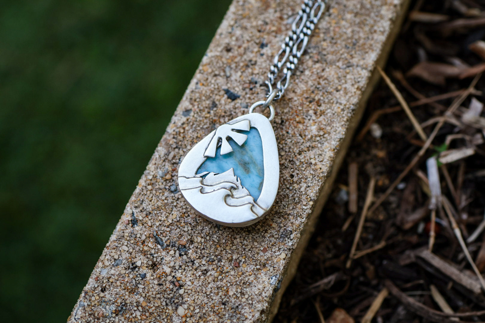 Tropical Land & Seas Reversible Necklace with Larimar