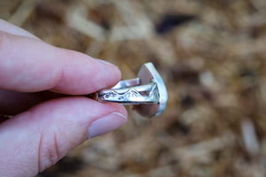 Land & Sea Ring with Ammonite + Turquoise Inlay- Size 7.5