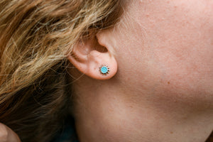 Turquoise Inlay Sun Stud Earrings