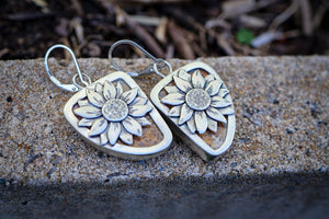 Floral Coral Reversible Earrings with Fossilized Coral