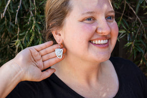 Floral Coral Reversible Earrings with Fossilized Coral