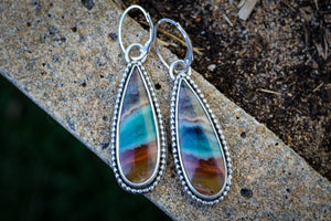 Aurora Skies Reversible Earrings with Opalized Wood