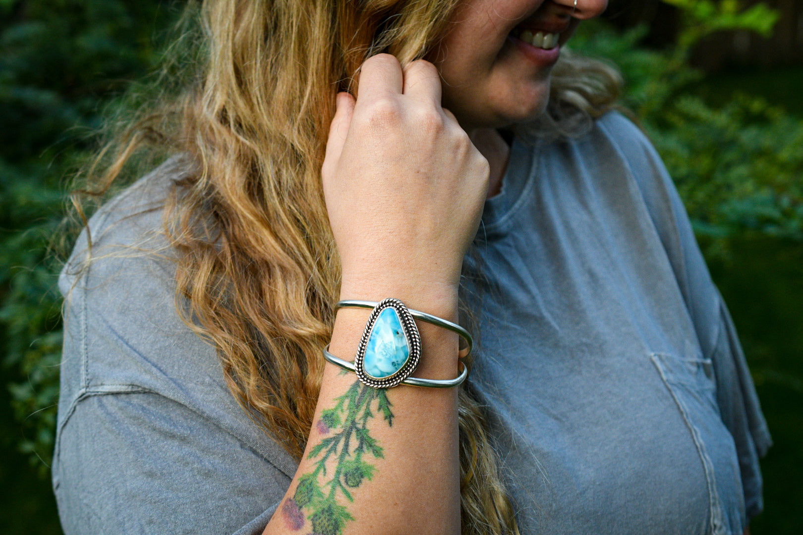 Icy Waves Cuff Bracelet with Larimar