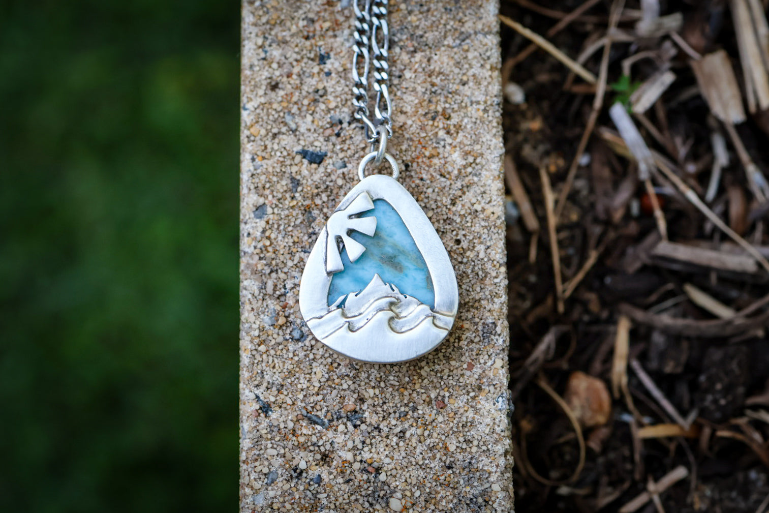 Tropical Land & Seas Reversible Necklace with Larimar