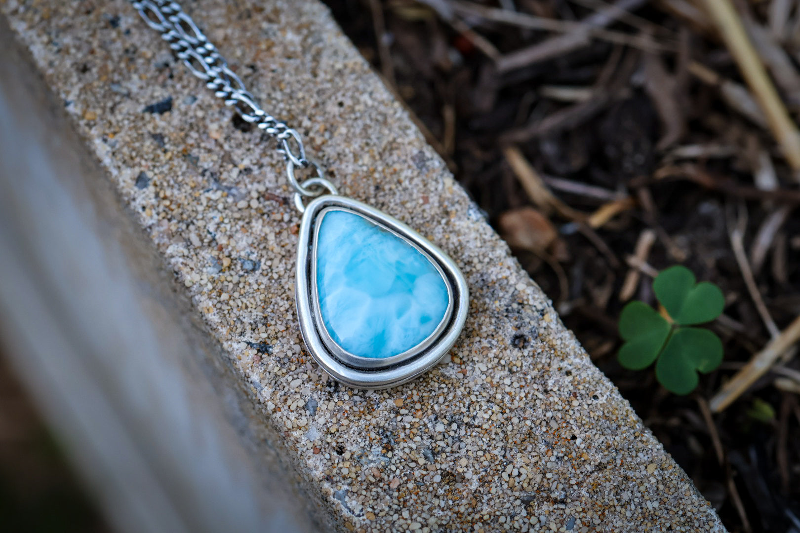 Tropical Land & Seas Reversible Necklace with Larimar