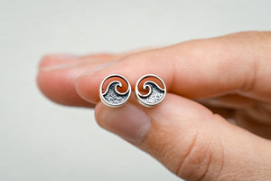 Ebb and Flow Stud Earrings with Patina