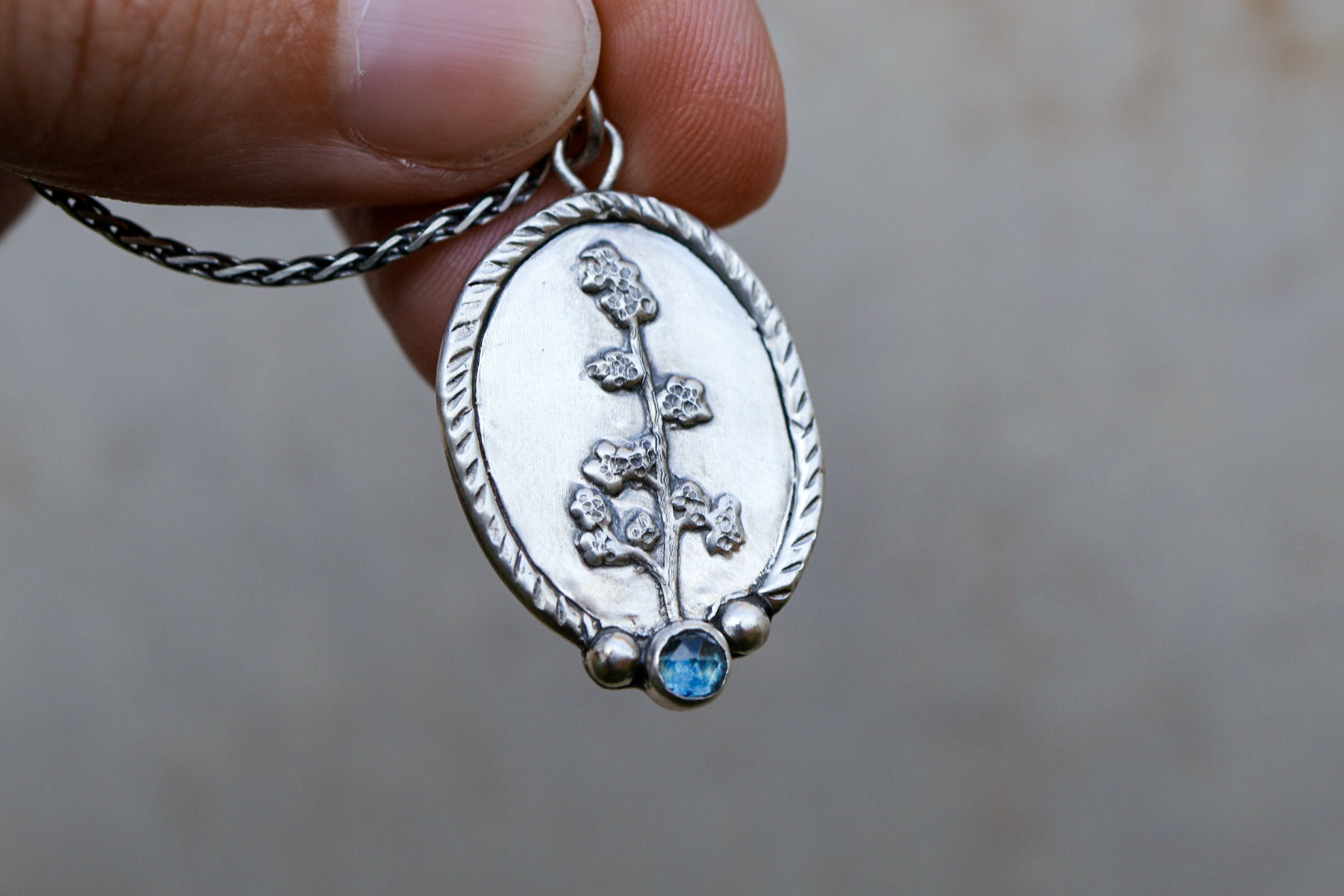 Botanical Burst Necklace with Montana Sapphire