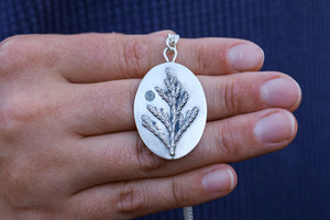 Large Cedar Sprig Necklace with Ceylon Sapphire