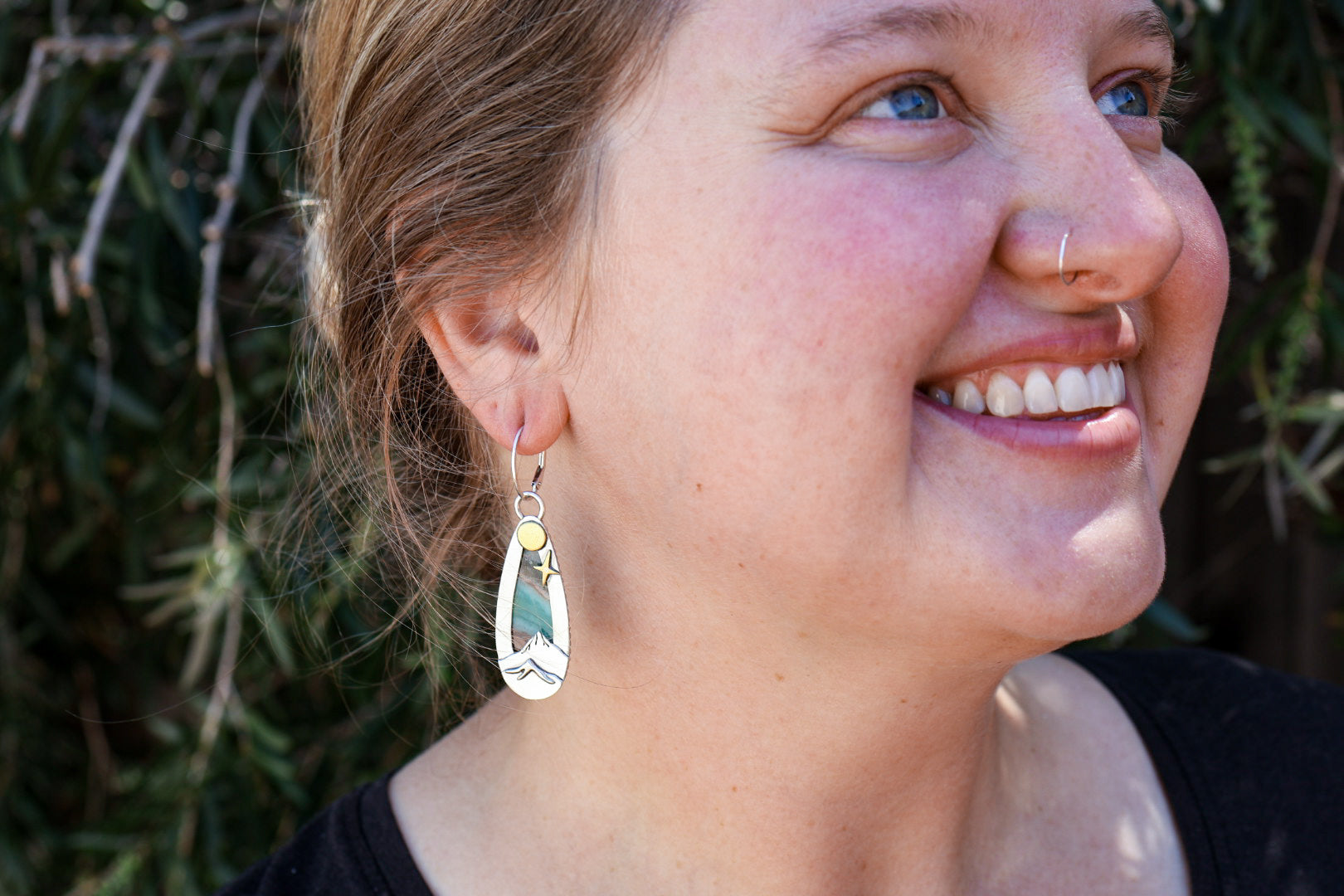 Aurora Skies Reversible Earrings with Opalized Wood