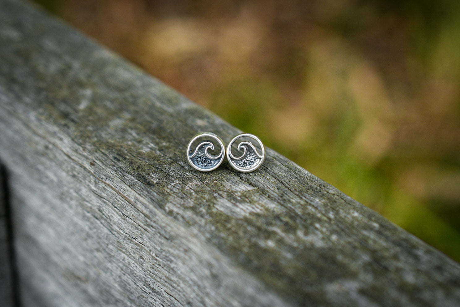 Ebb and Flow Stud Earrings with Patina