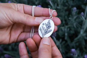 Large Cedar Sprig Necklace with Ceylon Sapphire