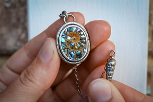 Sea Siren Necklace with Ammonite + Abalone Inlay and Shell