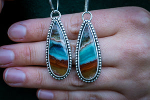 Aurora Skies Reversible Earrings with Opalized Wood