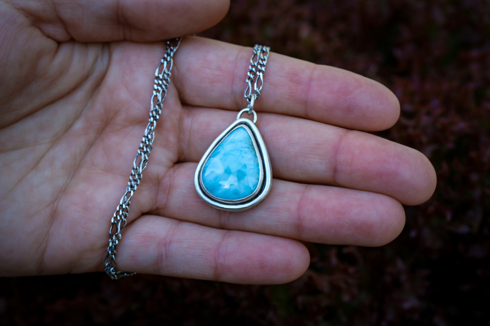 Tropical Land & Seas Reversible Necklace with Larimar