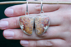 Floral Coral Reversible Earrings with Fossilized Coral