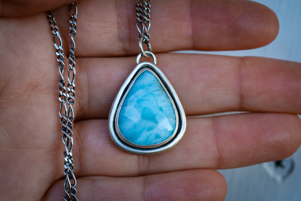 Tropical Land & Seas Reversible Necklace with Larimar