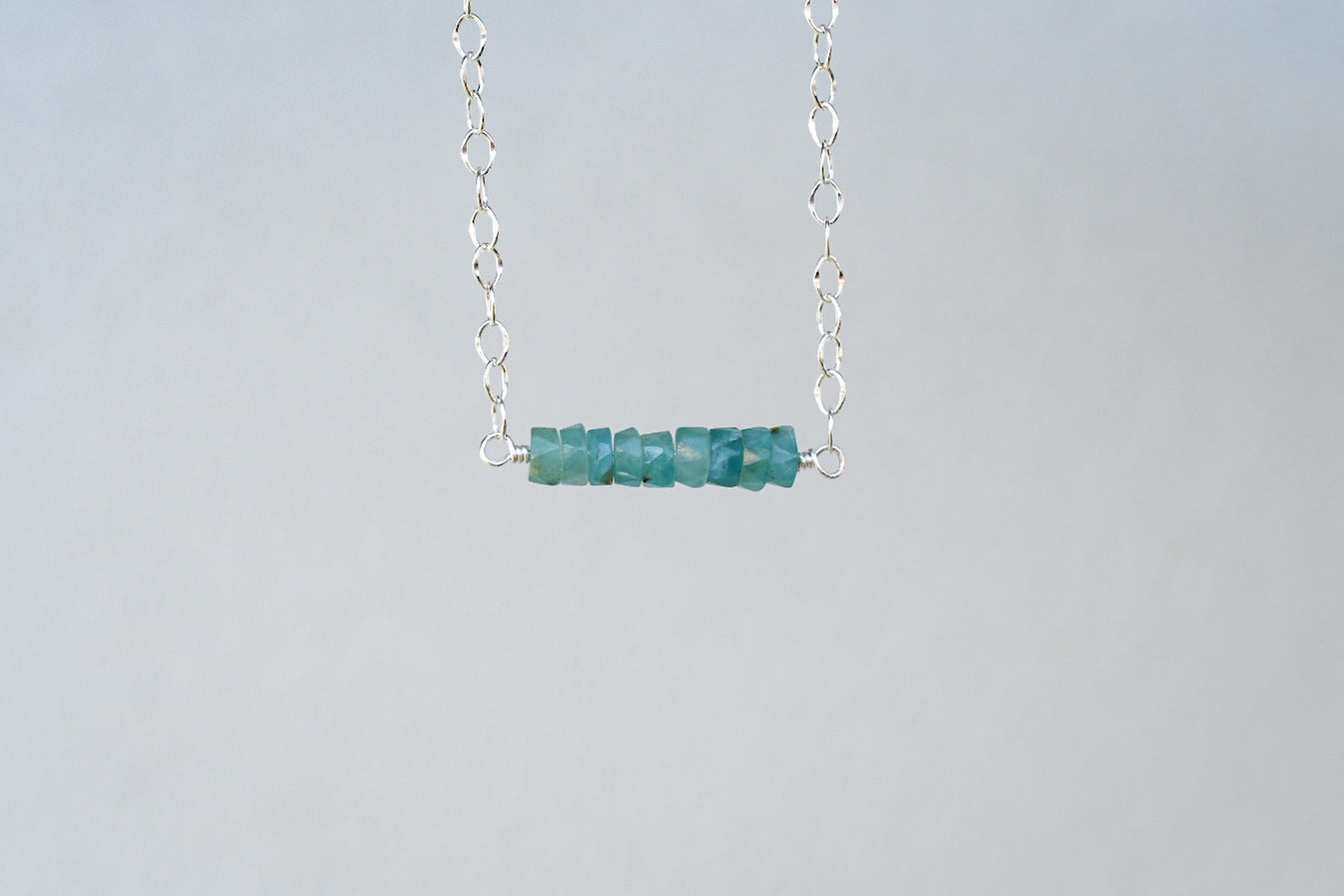 Horizon Beaded Necklace with Grandidierite- Sterling Silver