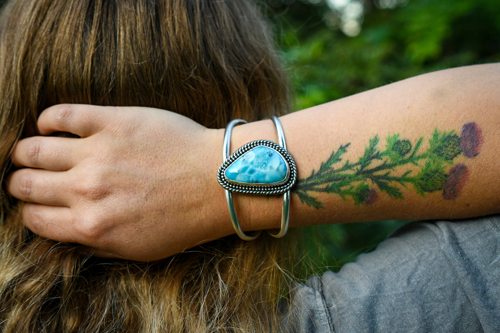 Icy Waves Cuff Bracelet with Larimar