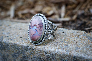 Wildflower Magic Ring with Mexican Fire Opal- Size 8