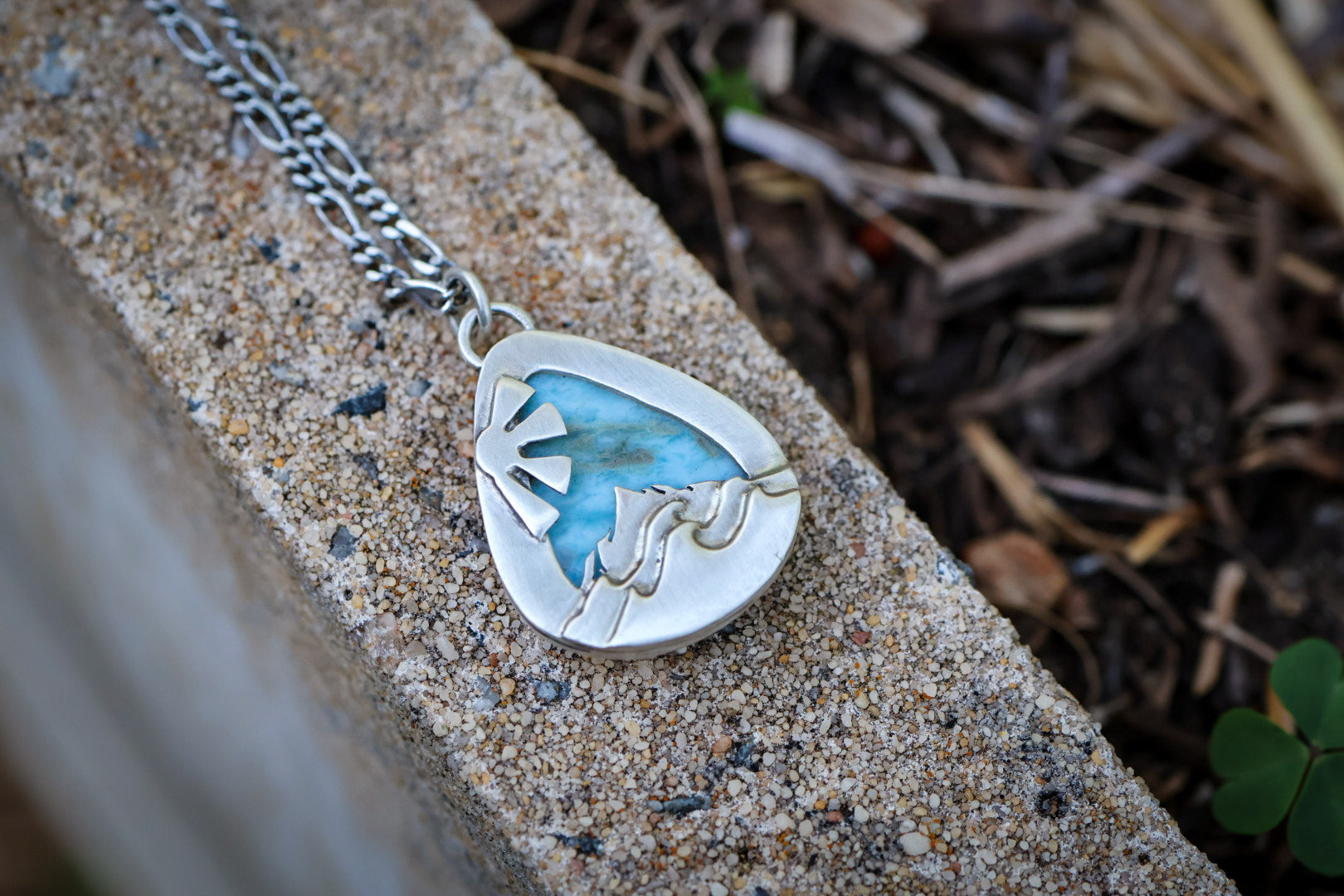 Tropical Land & Seas Reversible Necklace with Larimar