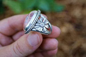 Wildflower Magic Ring with Mexican Fire Opal- Size 8