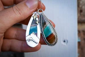 Aurora Skies Reversible Earrings with Opalized Wood