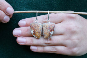 Floral Coral Reversible Earrings with Fossilized Coral