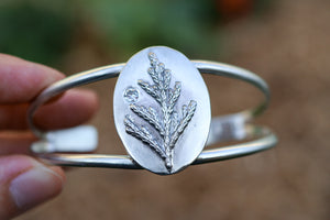 Cedar Sprig Cuff Bracelet with Ceylon Sapphire