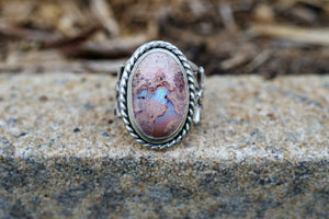 Wildflower Magic Ring with Mexican Fire Opal- Size 8