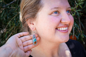 Aurora Skies Reversible Earrings with Opalized Wood