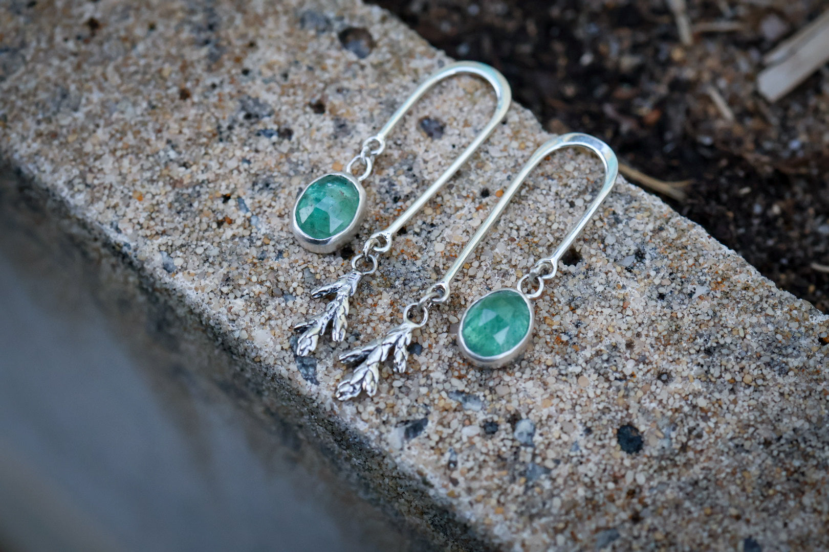 Forest Balance Earrings with Green Kyanite