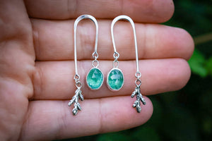 Forest Balance Earrings with Green Kyanite