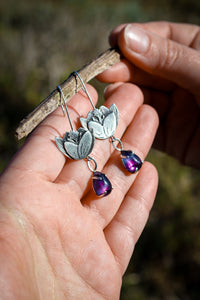 Crocus Bloom Convertible Earrings with Fluorite