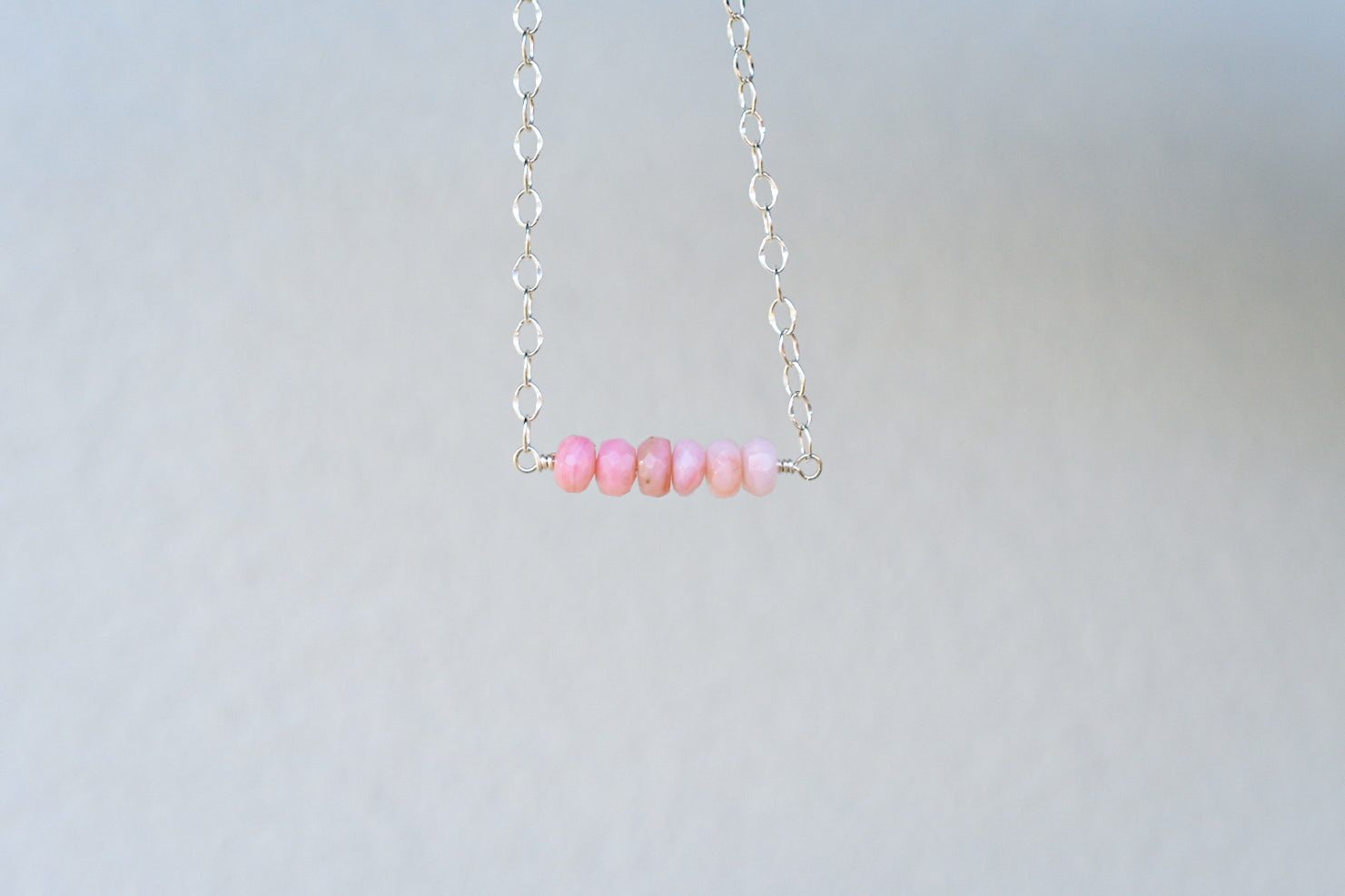 Horizon Beaded Necklace with Pink Opal- Sterling Silver