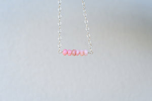 Horizon Beaded Necklace with Pink Opal- Sterling Silver