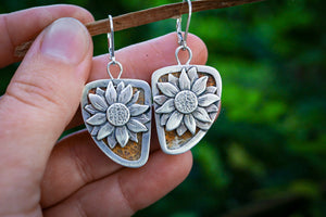 Floral Coral Reversible Earrings with Fossilized Coral