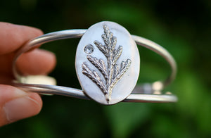 Cedar Sprig Cuff Bracelet with Ceylon Sapphire