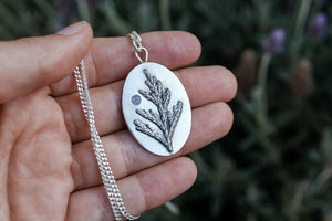 Large Cedar Sprig Necklace with Ceylon Sapphire