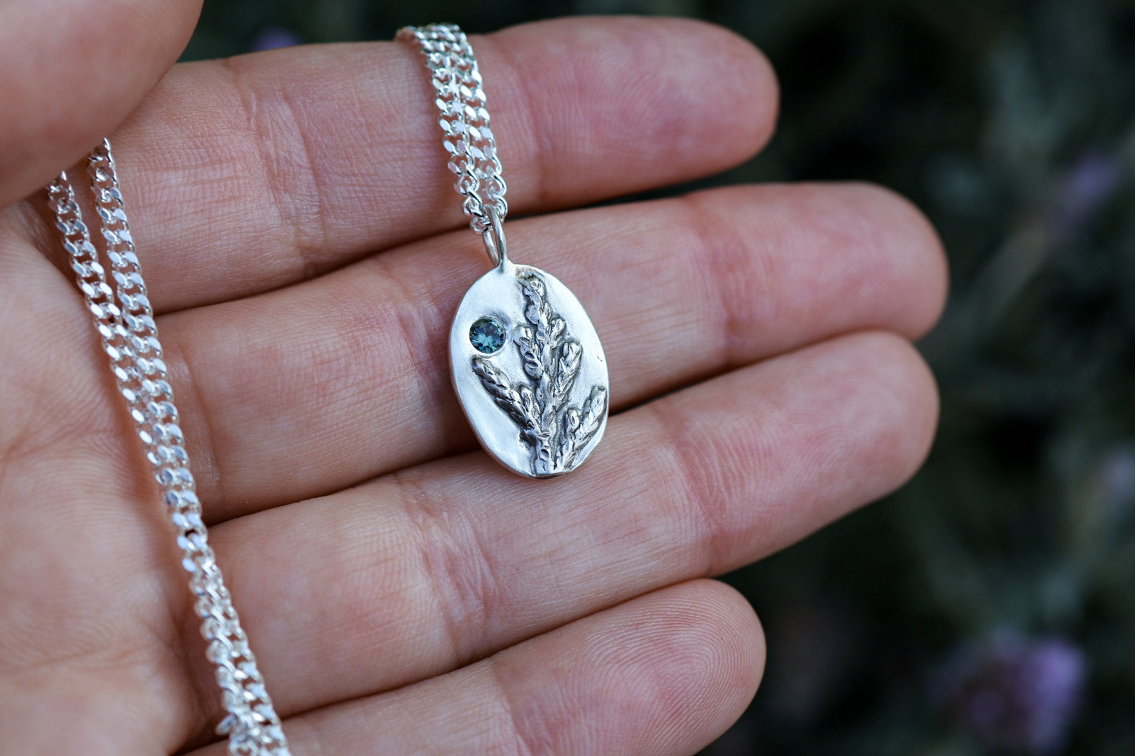 Small Cedar Necklace with Australian Sapphire