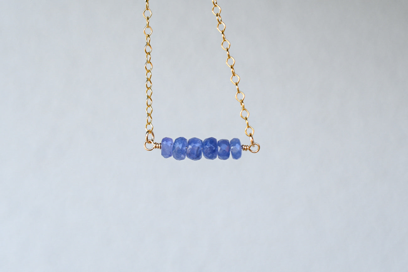 Horizon Beaded Necklace with Tanzanite- 14K Gold-filled