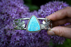 Forget Me Not Cuff Bracelet with Anhui Turquoise