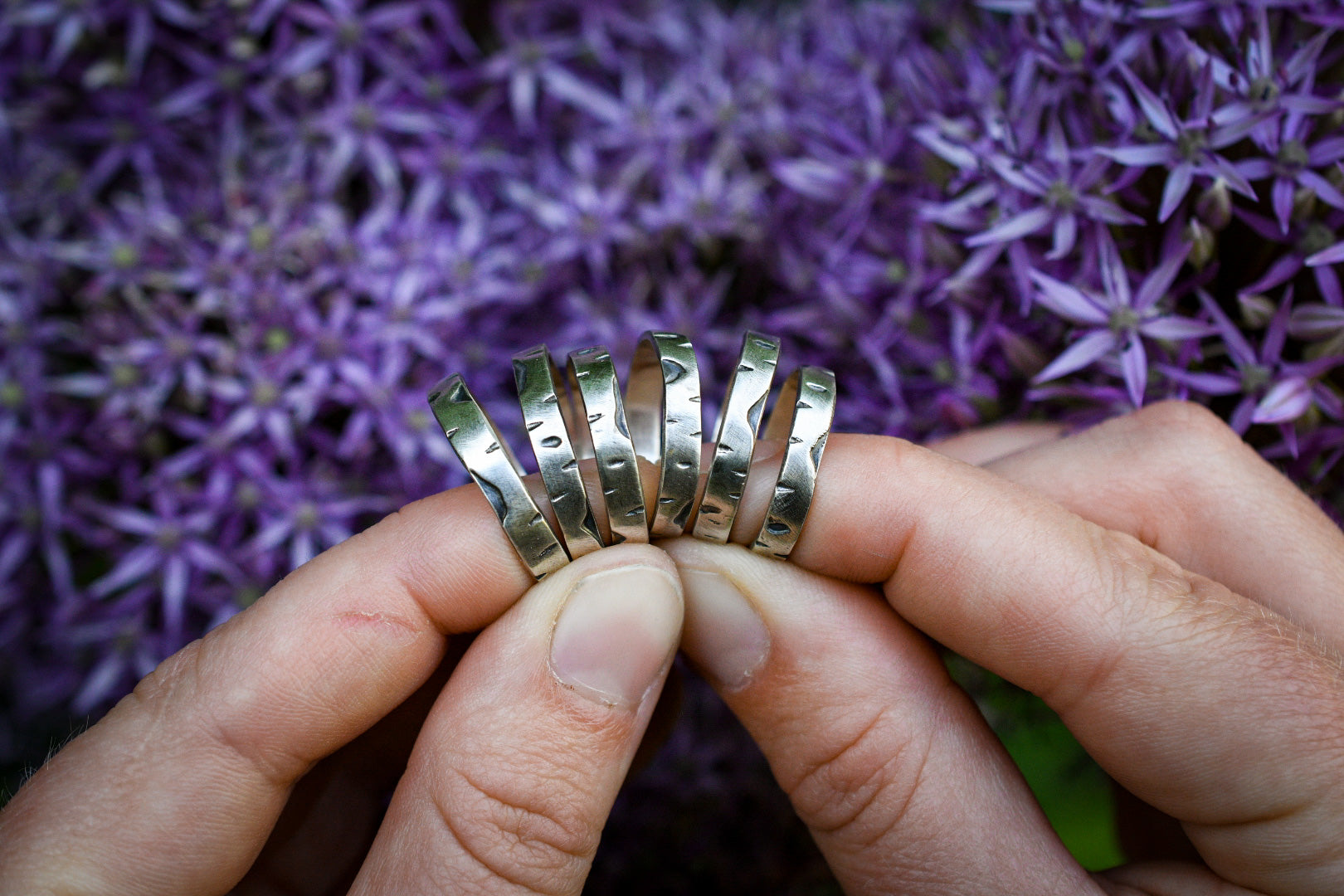 Birch Bark Stacker Rings