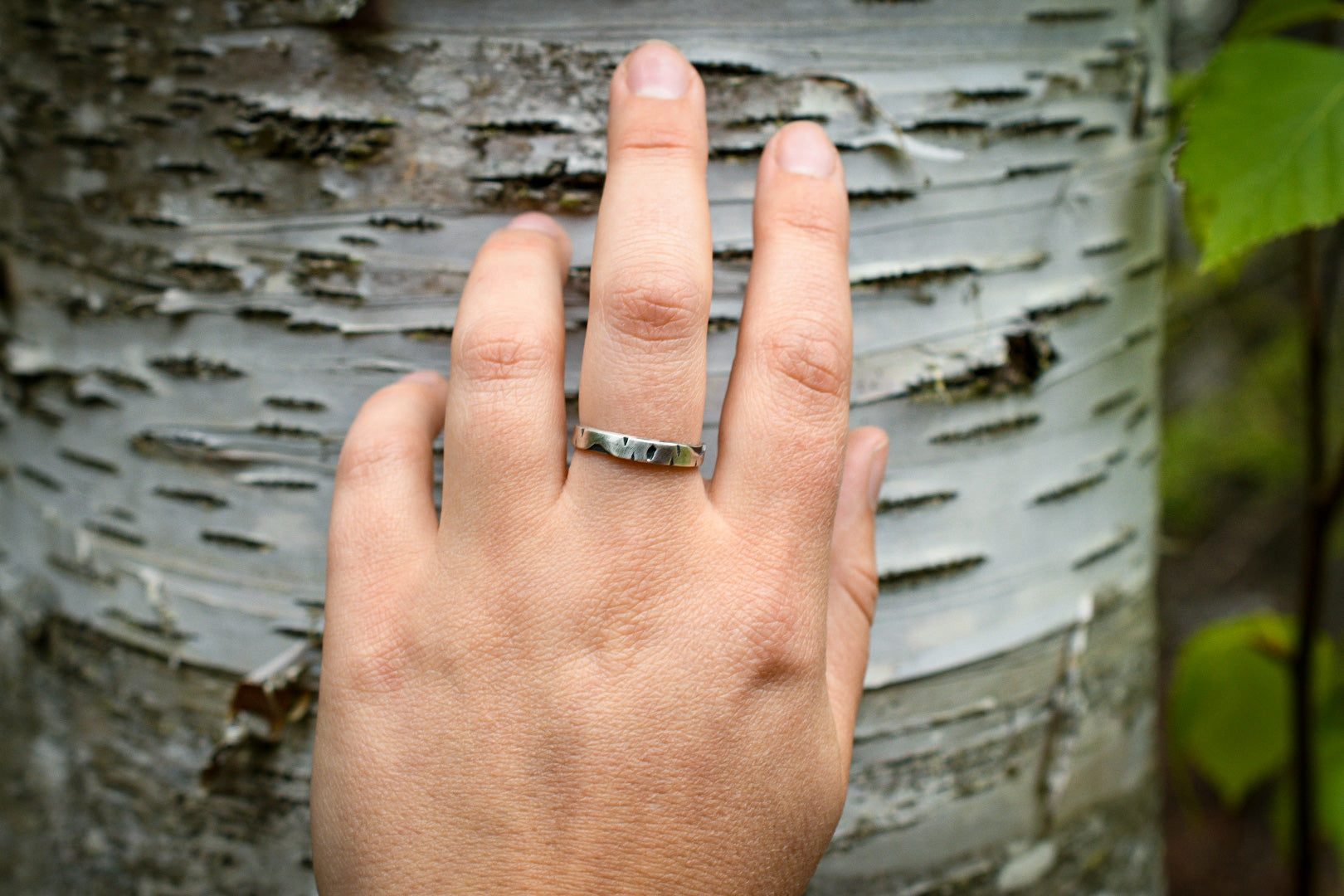 Birch Bark Stacker Rings