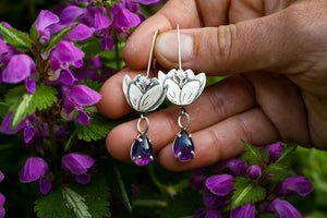 Crocus Bloom Convertible Earrings with Fluorite