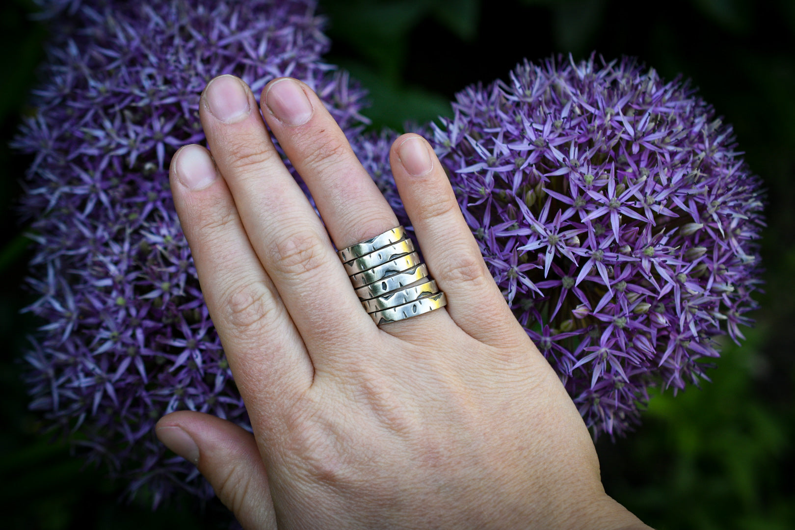 Birch Bark Stacker Rings