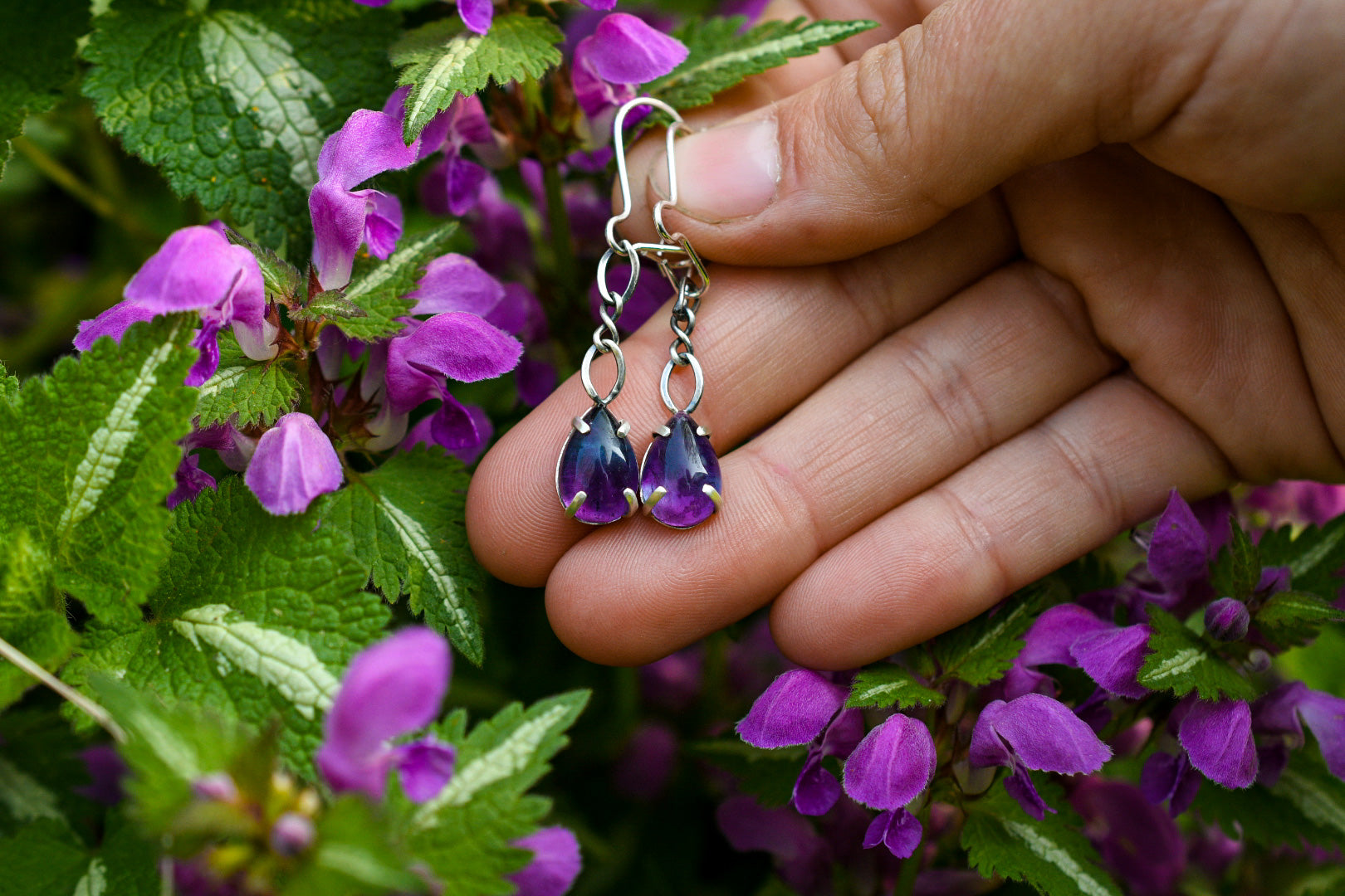 Crocus Bloom Convertible Earrings with Fluorite