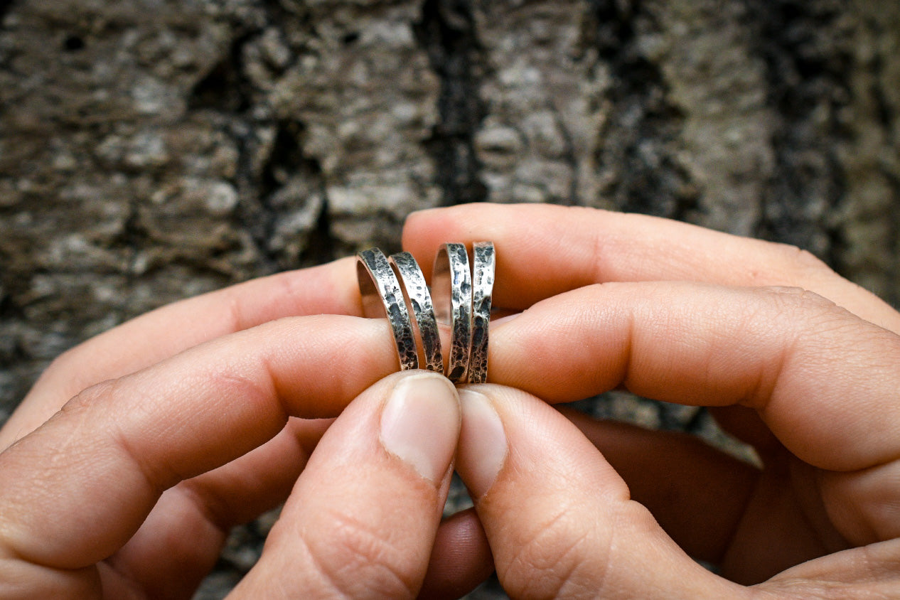 Tree Bark Stacker Rings